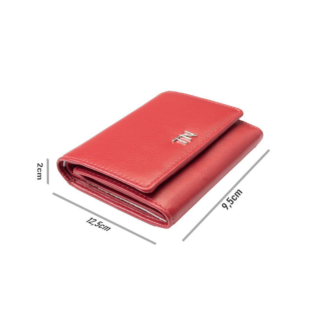 Cartera de mujer de cuero genuino rojo Ellis, protección RFID