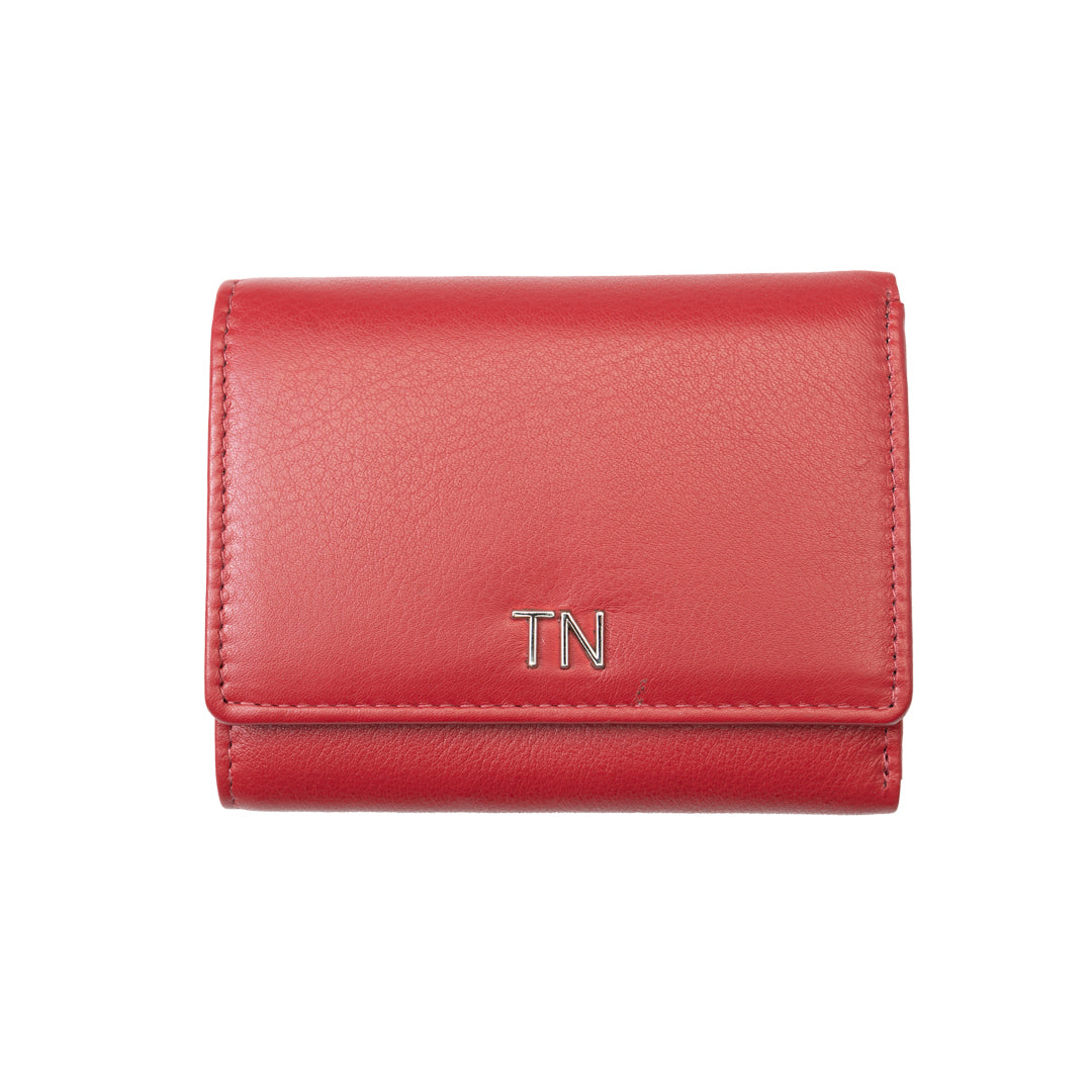 Cartera de mujer de cuero genuino rojo Ellis, protección RFID