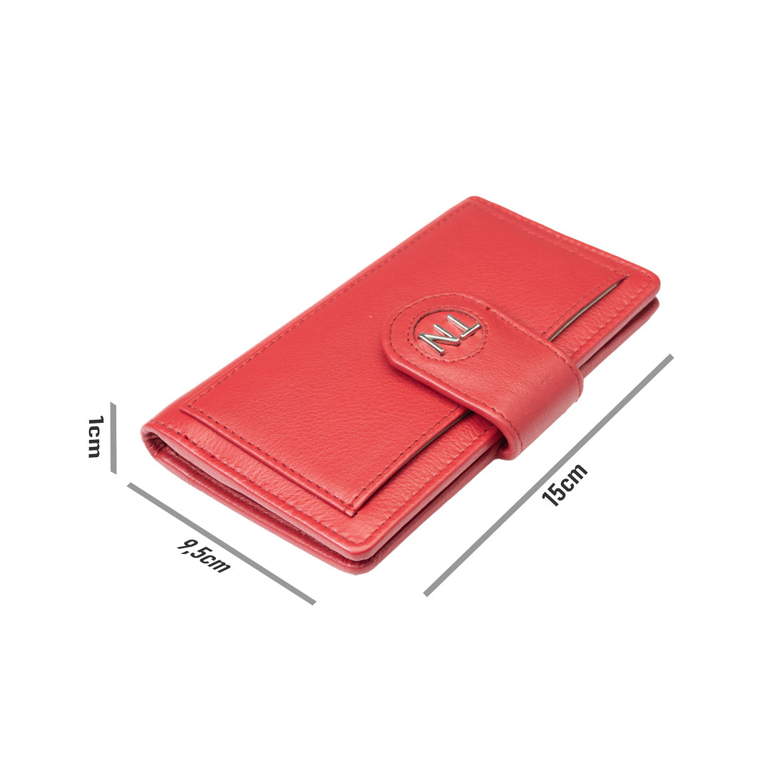 Billetera de mujer de cuero natural rojo Mia, protección RFID