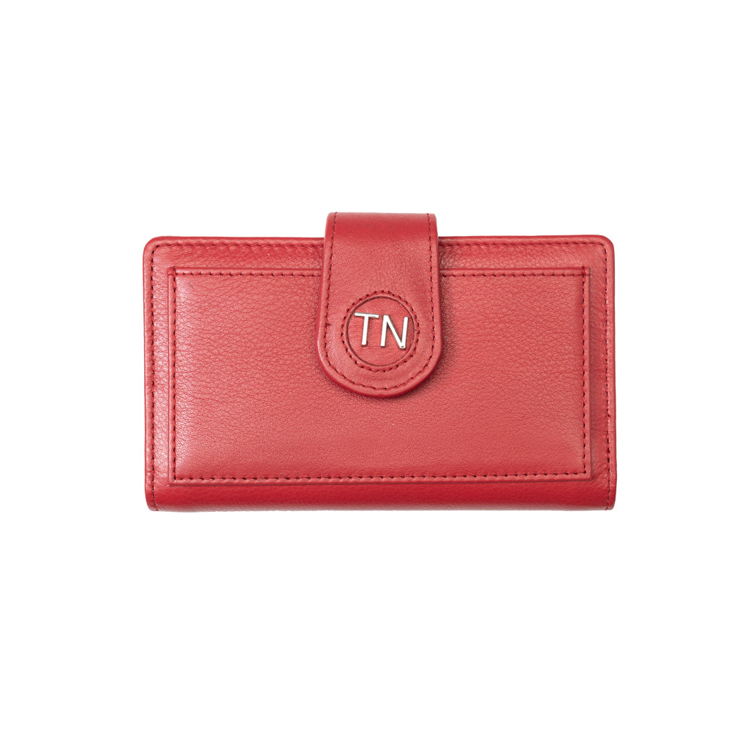Billetera de mujer de cuero natural rojo Mia, protección RFID