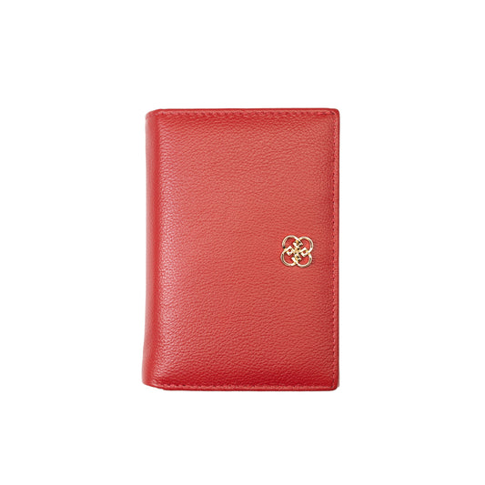 Cartera de mujer de piel natural roja-detalle Little