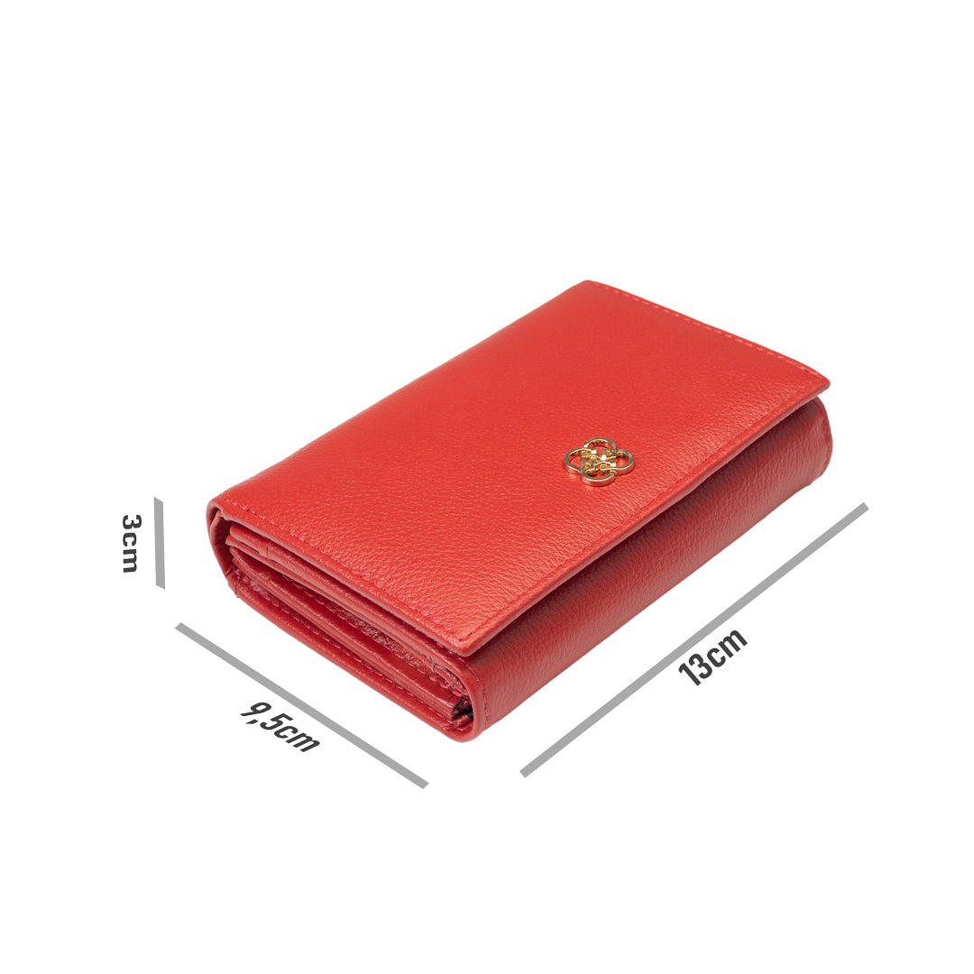 Cartera de mujer de piel natural roja-detalle Little