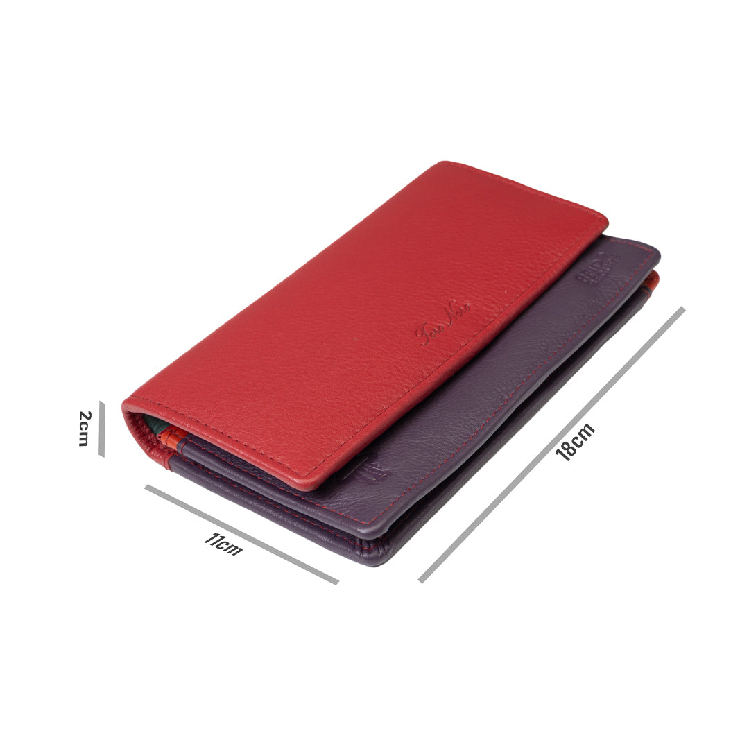 Cartera de mujer de piel genuina rojo-púrpura Cloudy, protección RFID