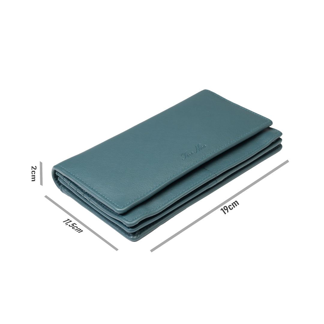 Cartera de mujer de piel natural verde Chiara, protección Rfid