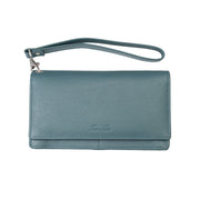 Cartera de mujer de piel natural verde Chiara, protección Rfid