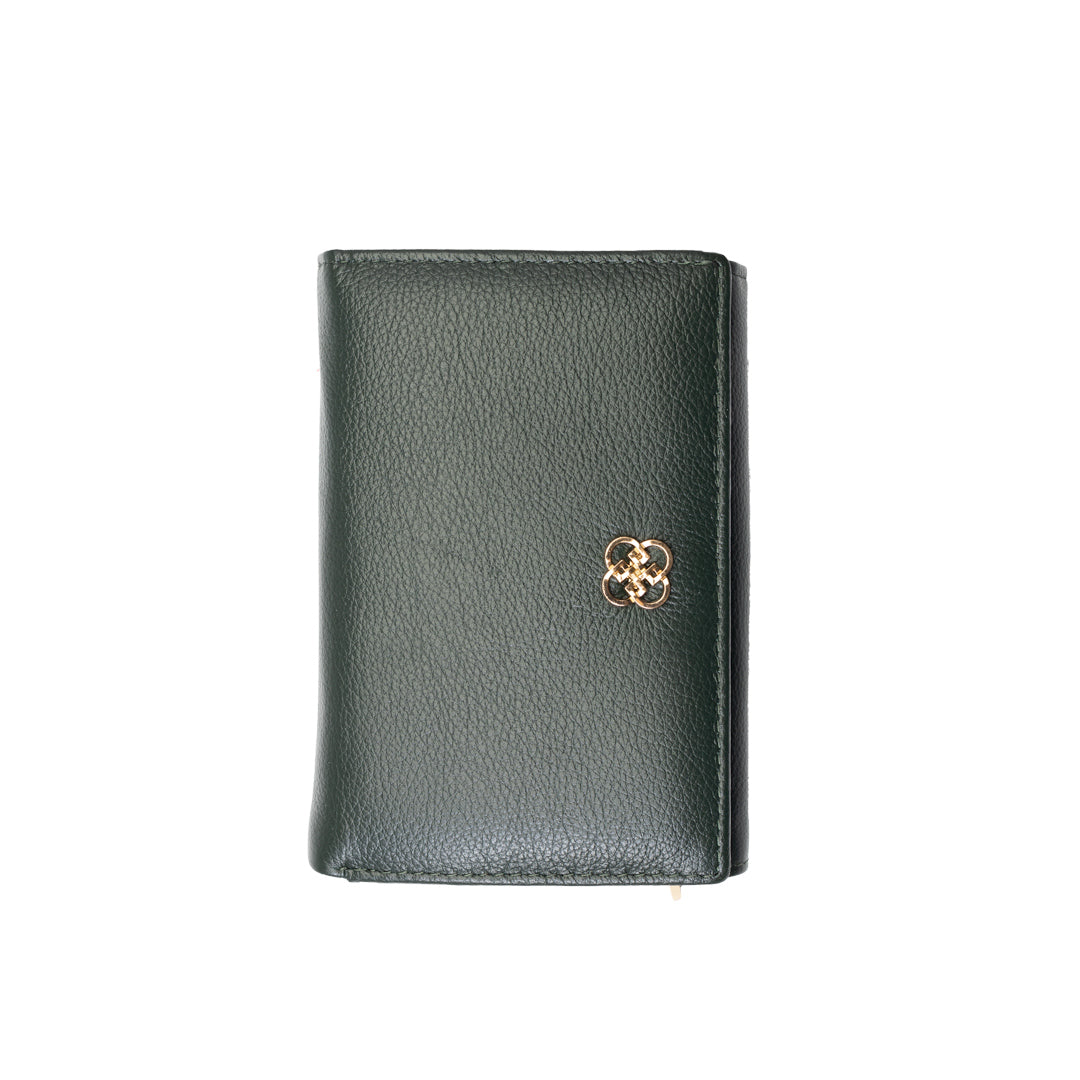 Monedero de mujer de piel natural verde - detalle Little