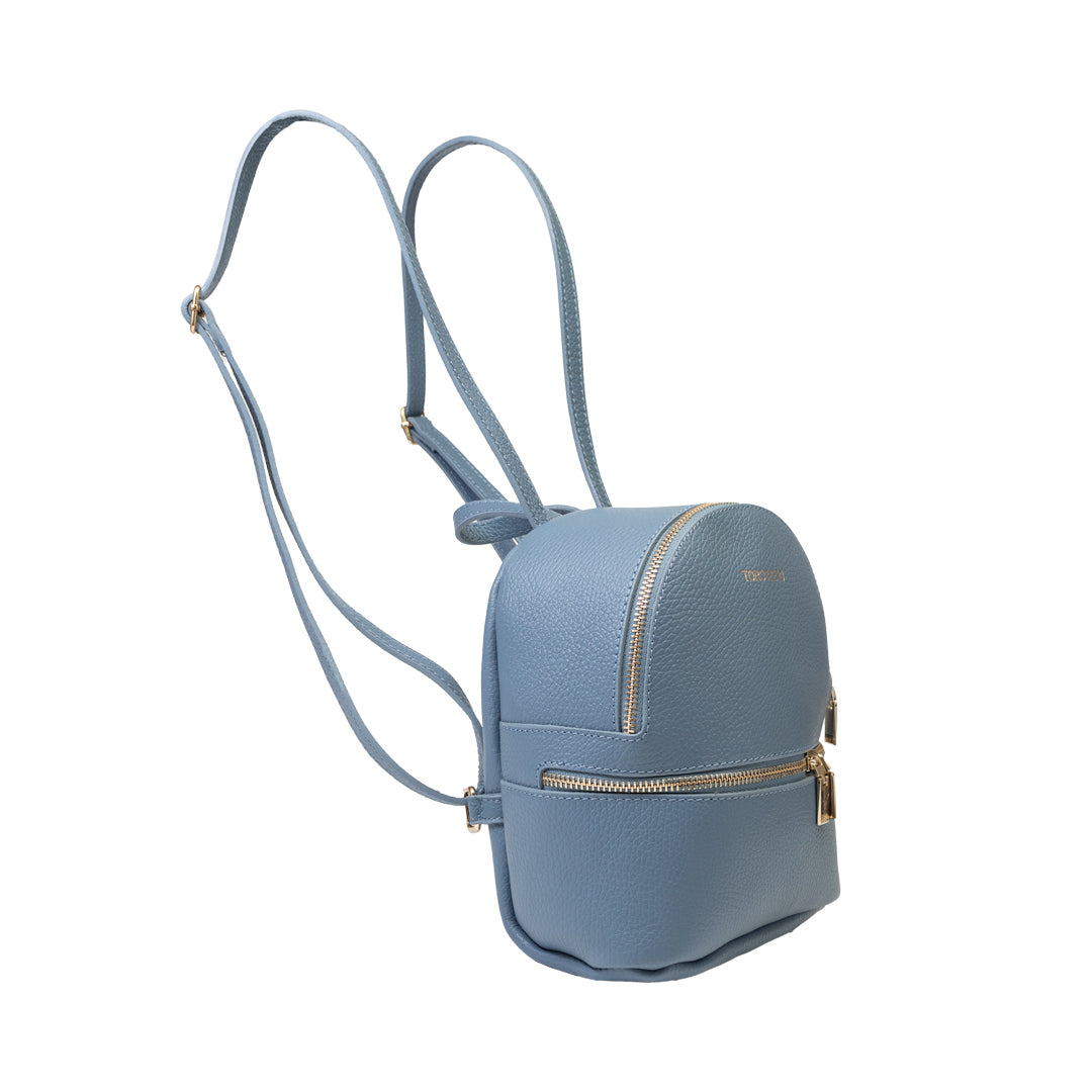 Sac à dos femme en cuir véritable bleu Teen Spirit