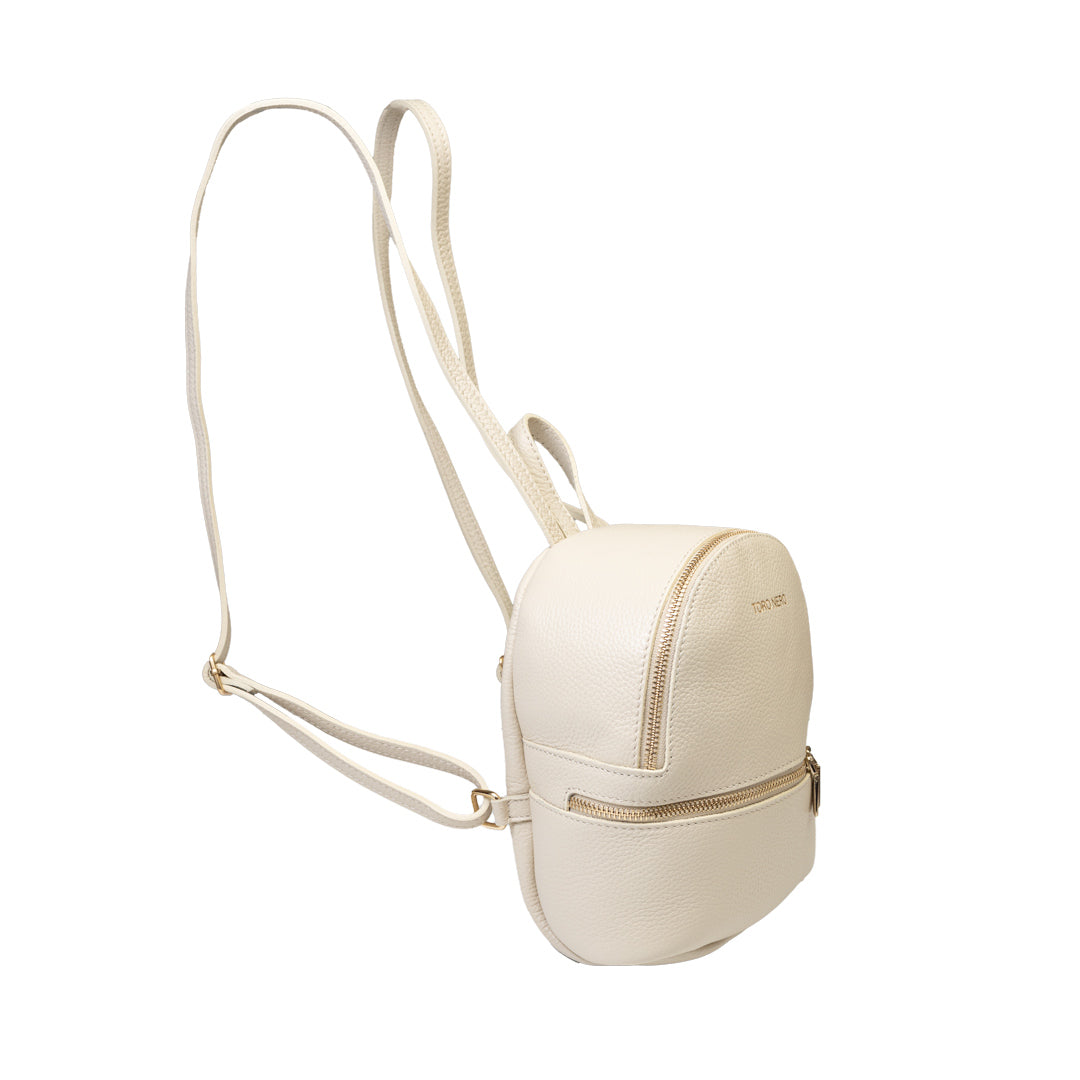 Mochila de piel natural beige Teen Spirit para mujer