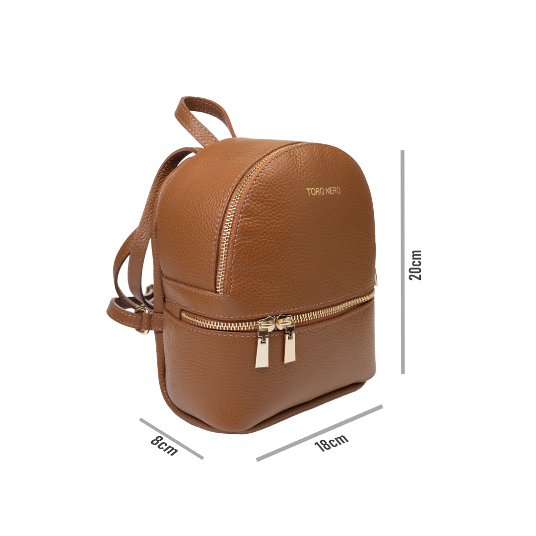Mochila de piel natural marrón para mujer Teen Spirit