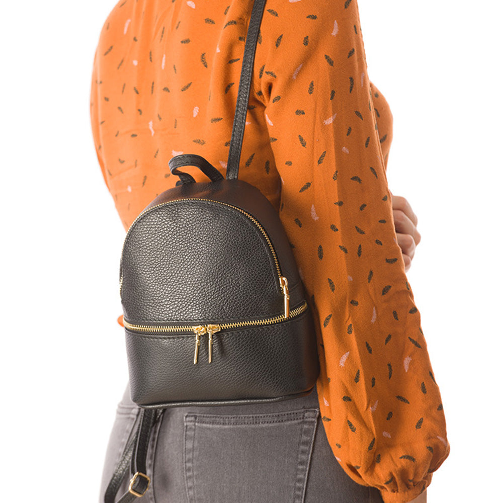 Mochila de piel natural negra Teen Spirit para mujer