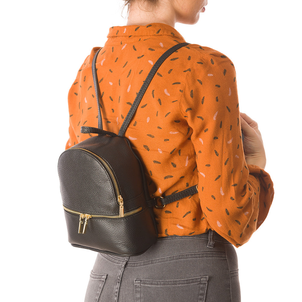 Mochila de piel natural negra Teen Spirit para mujer