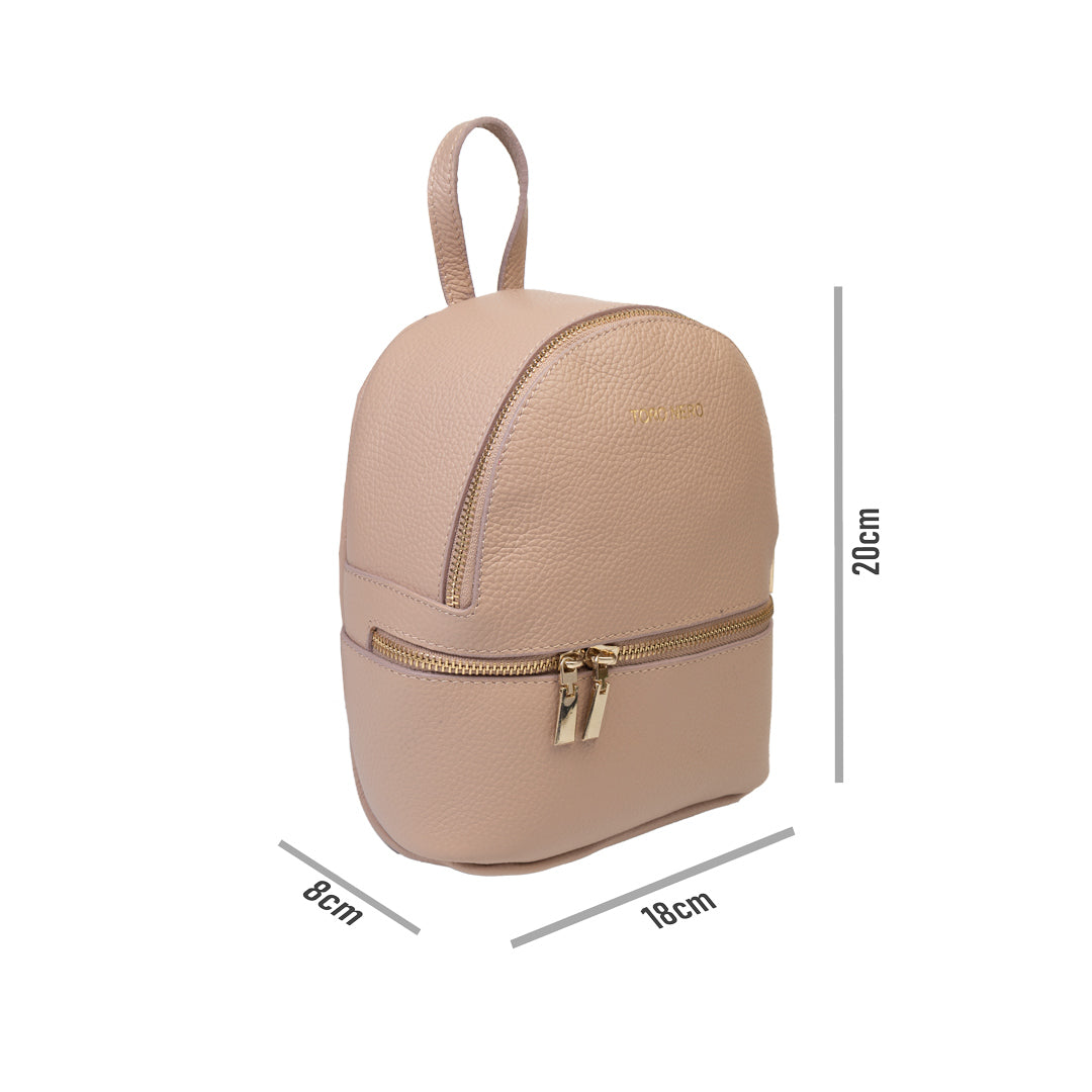 Mochila de piel natural rosa palo para mujer Teen Spirit