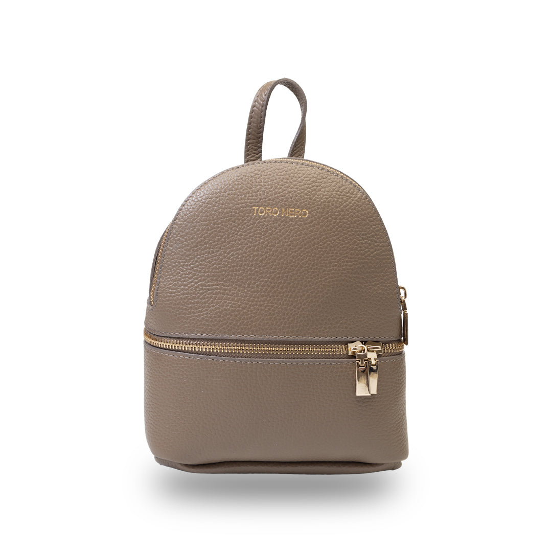 Mochila de mujer de cuero natural color topo Teen Spirit