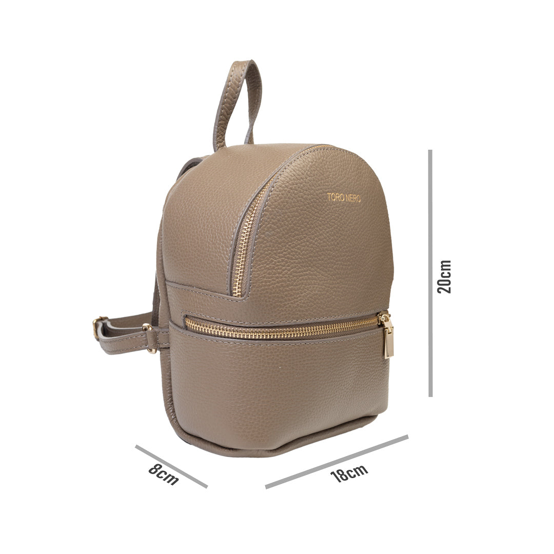 Mochila de mujer de cuero natural color topo Teen Spirit