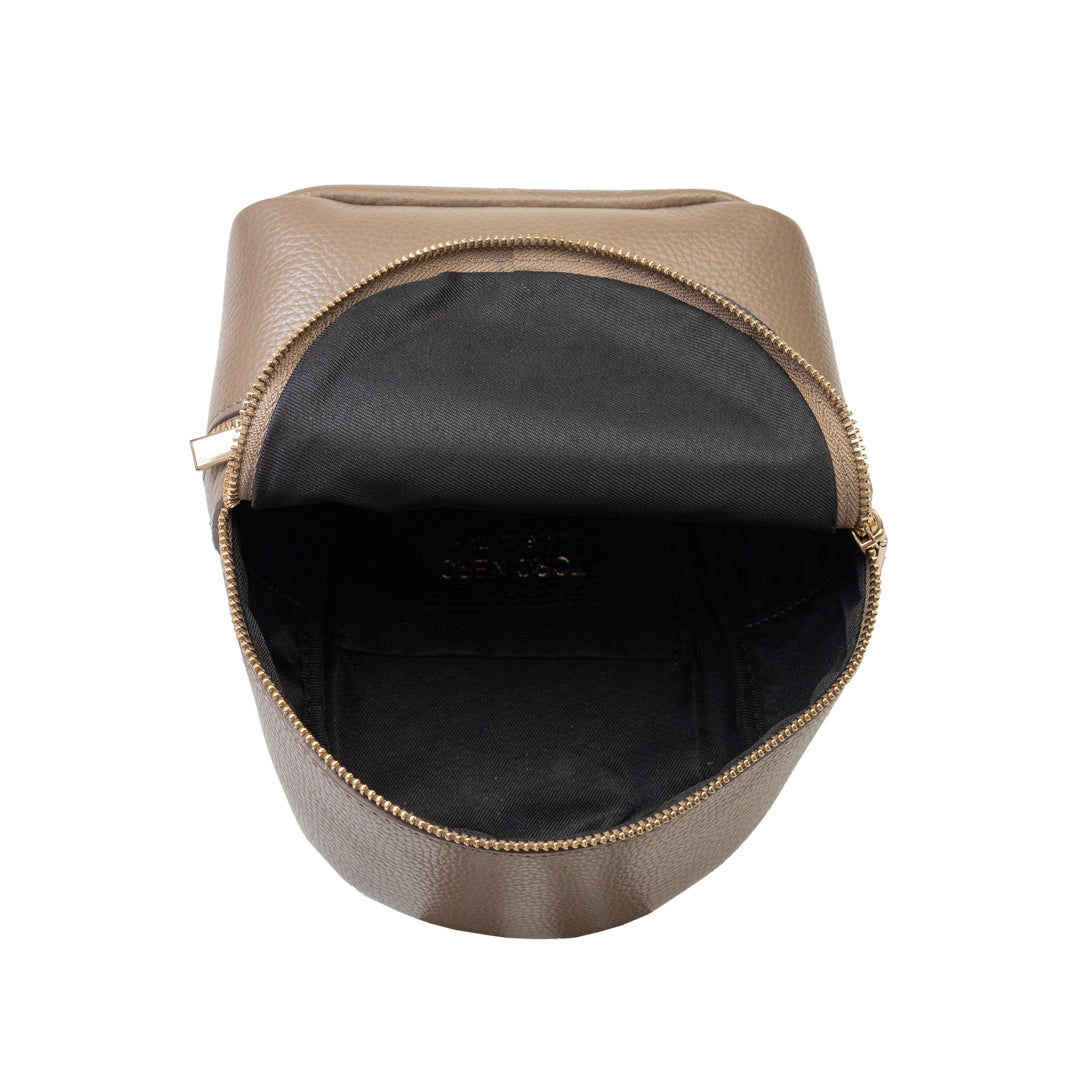 Mochila de mujer de cuero natural color topo Teen Spirit