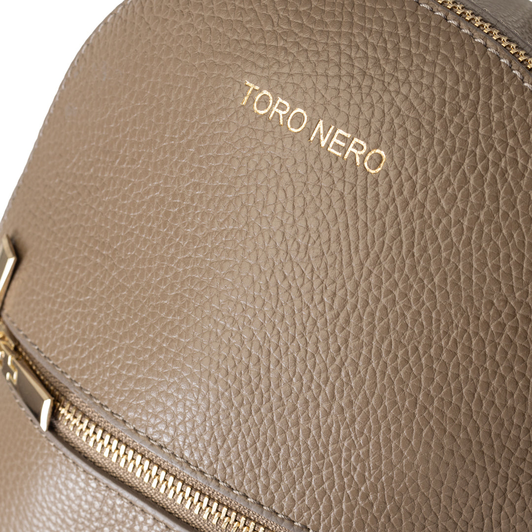 Mochila de mujer de cuero natural color topo Teen Spirit