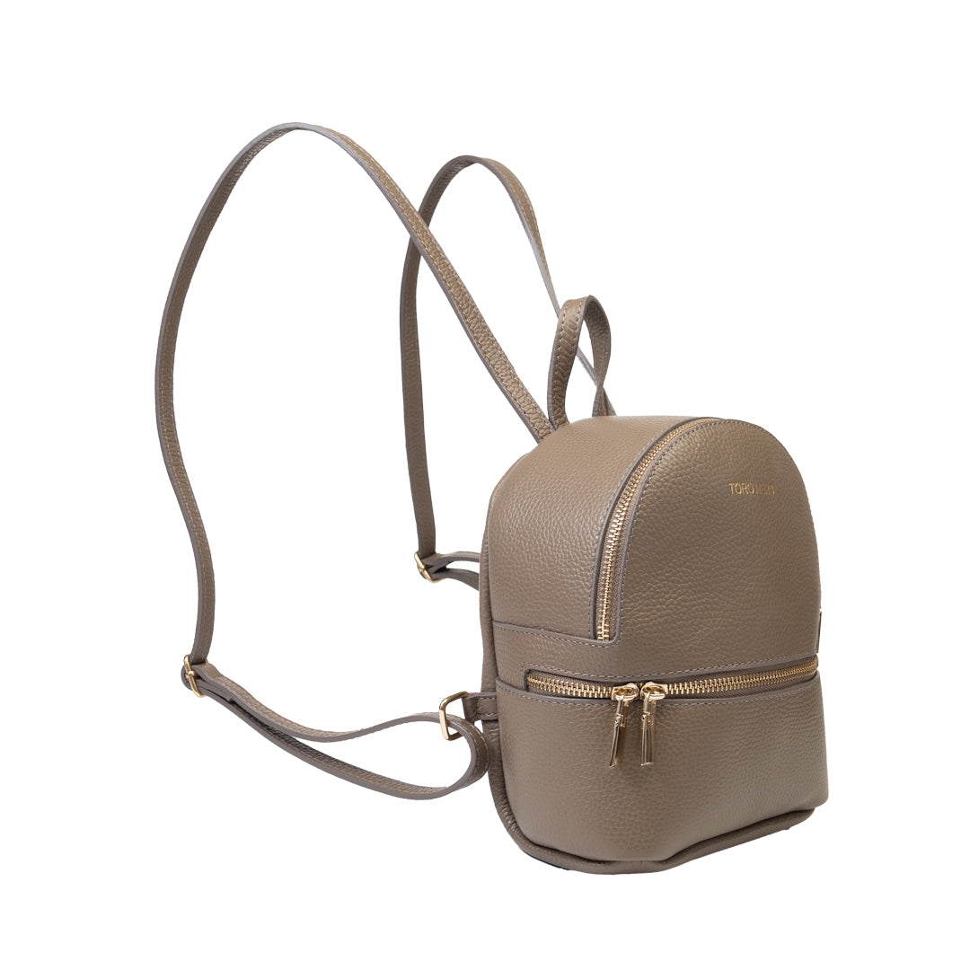 Mochila de mujer de cuero natural color topo Teen Spirit