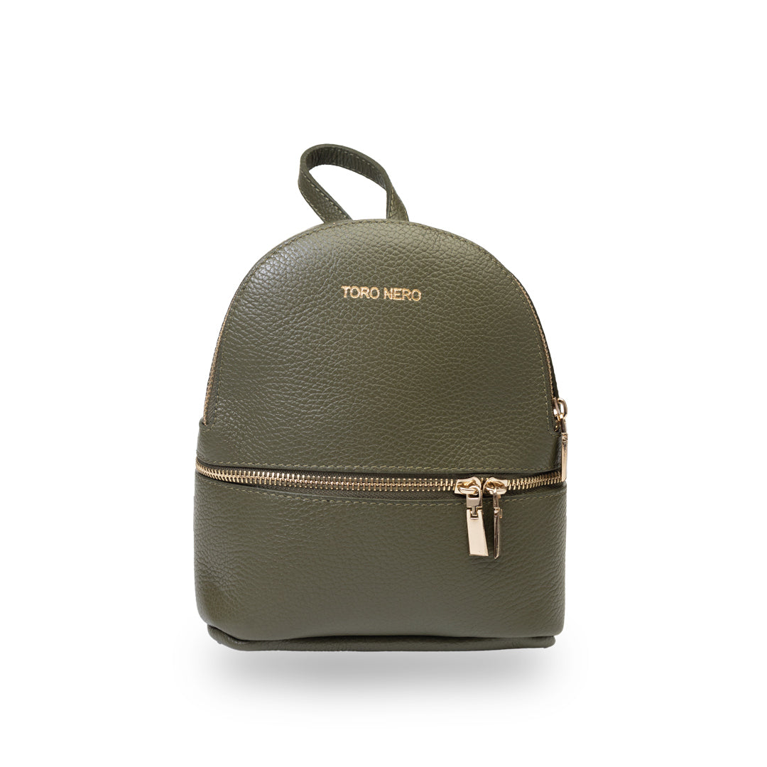 Mochila de mujer de piel auténtica verde militar Teen Spirit