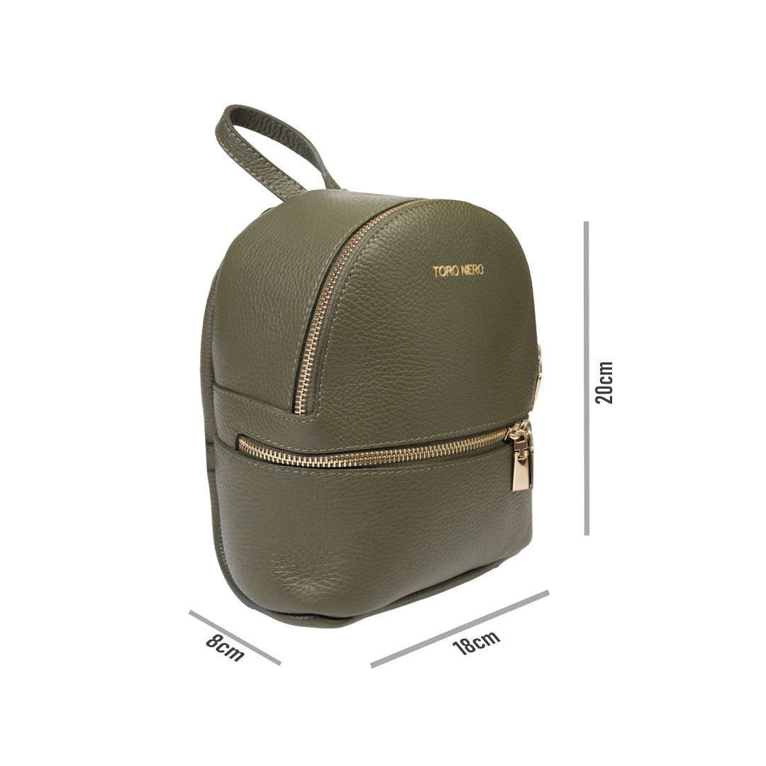 Mochila de mujer de piel auténtica verde militar Teen Spirit