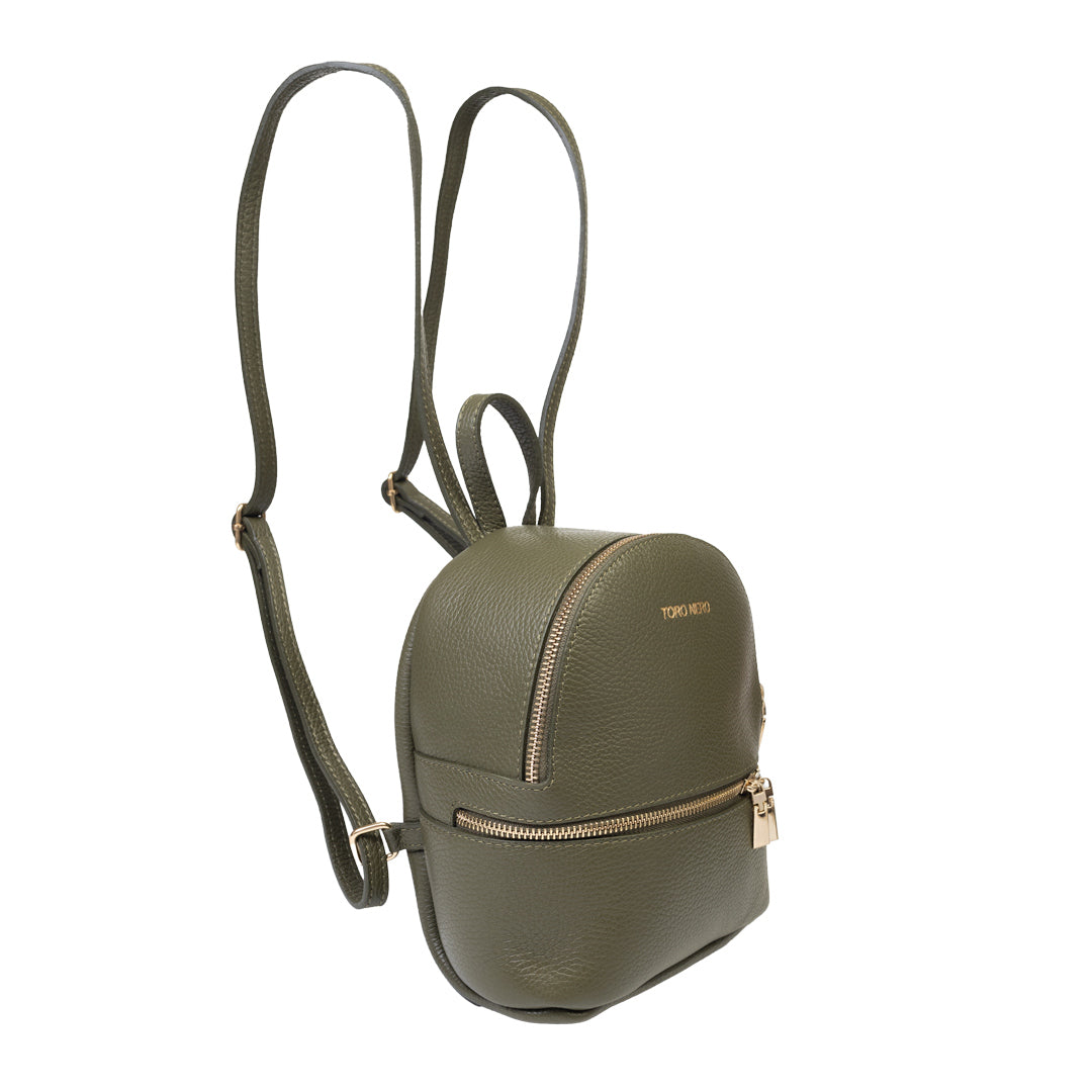 Mochila de mujer de piel auténtica verde militar Teen Spirit