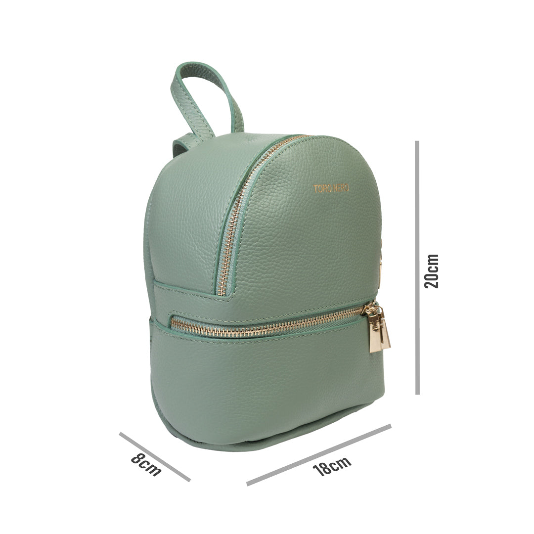 Mochila de mujer de cuero genuino verde salvia Teen Spirit