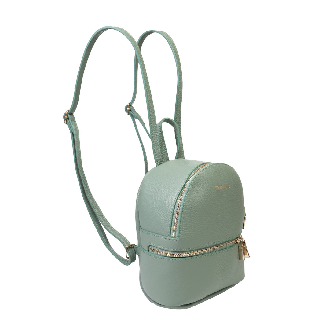 Mochila de mujer de cuero genuino verde salvia Teen Spirit