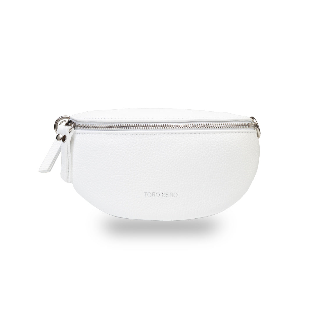 Riñonera de mujer de piel natural blanca Waist Glam
