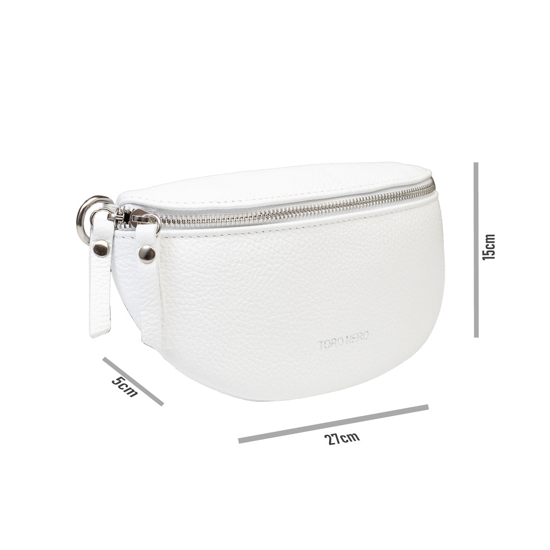 Riñonera de mujer de piel natural blanca Waist Glam