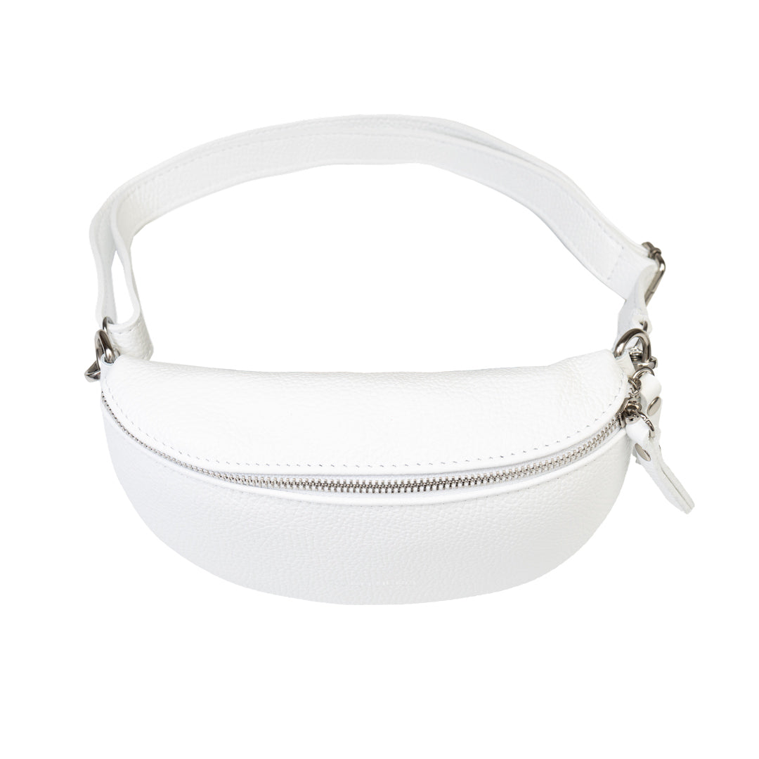 Ženska torbica od prirodne bijele kože Waist Glam