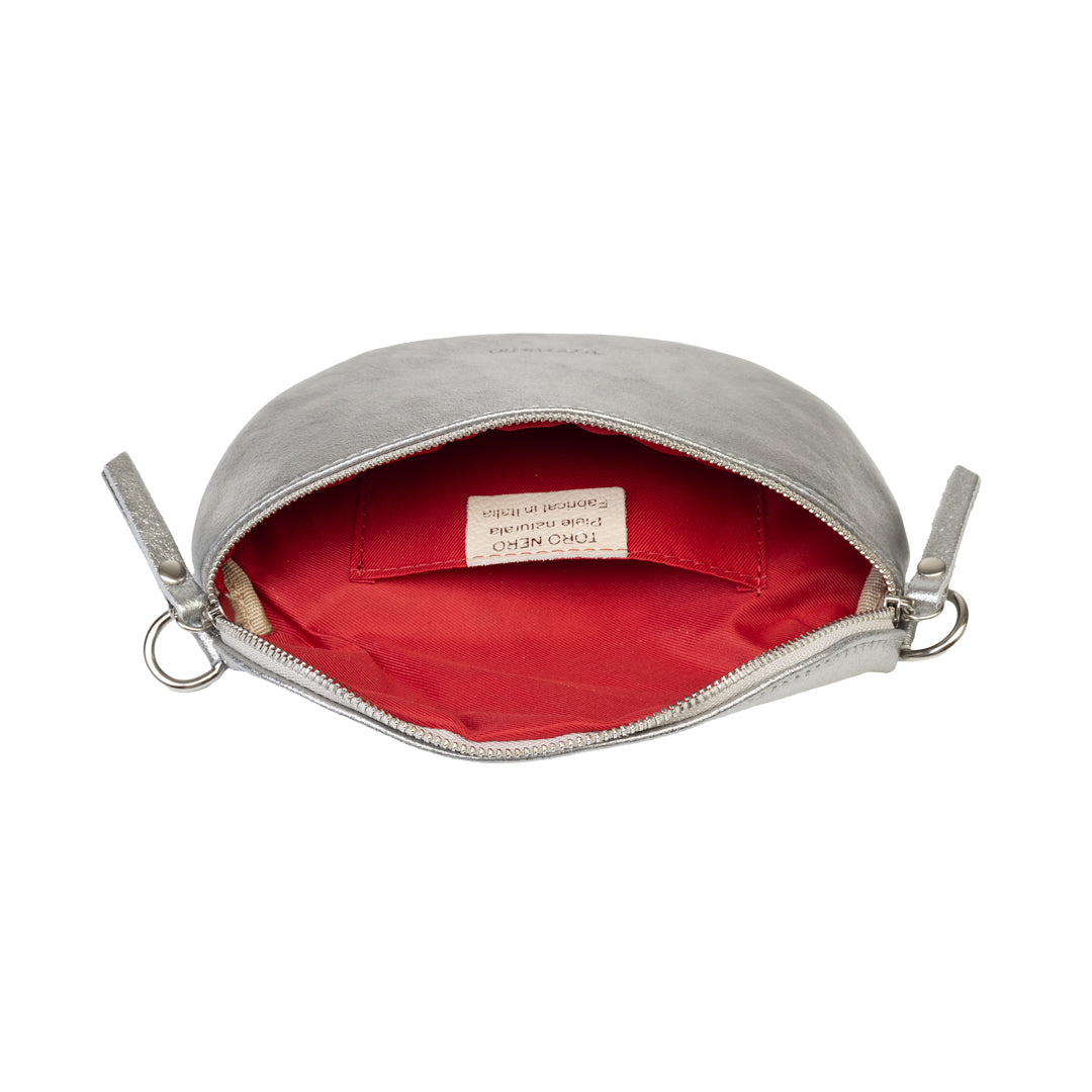 Marsupio donna in vera pelle color argento Waist Glam