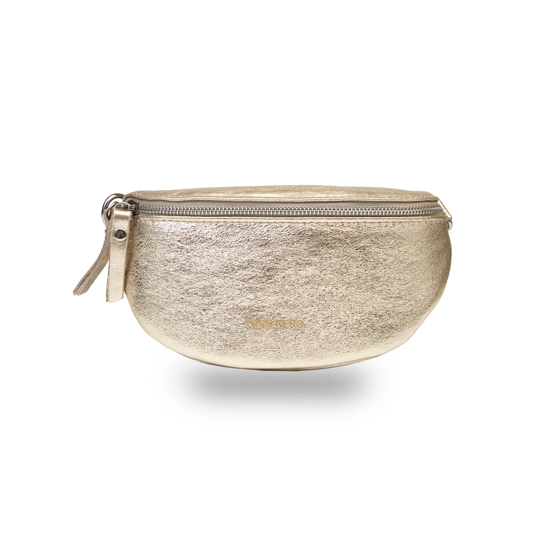 Riñonera de mujer de piel natural dorada Waist Glam