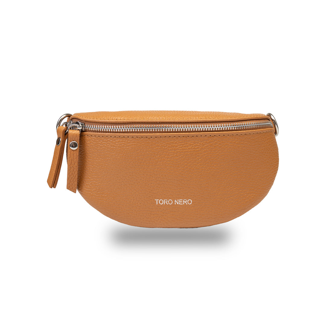 Riñonera de piel auténtica marrón para mujer Waist Glam