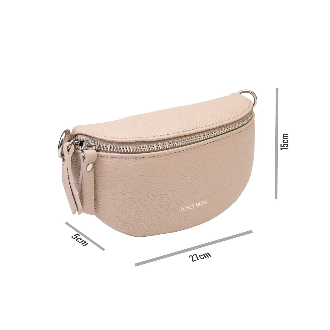 Riñonera de piel auténtica rosa palo para mujer Waist Glam
