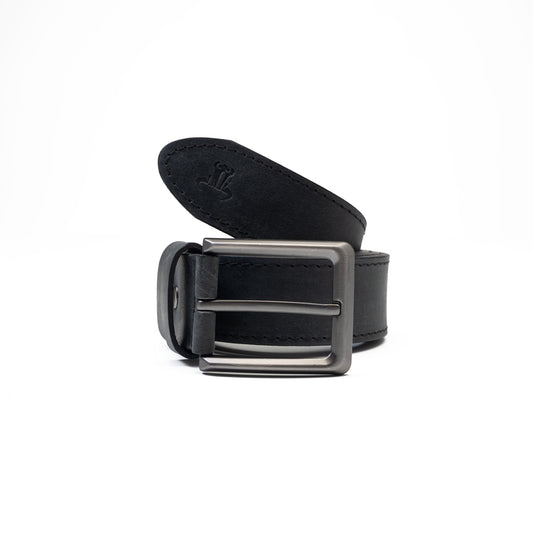 Cinturón para hombre de cuero natural negro Denim