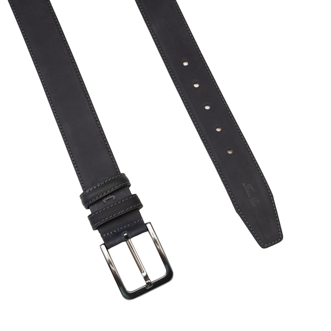 Cinturón para hombre de cuero natural negro Vang