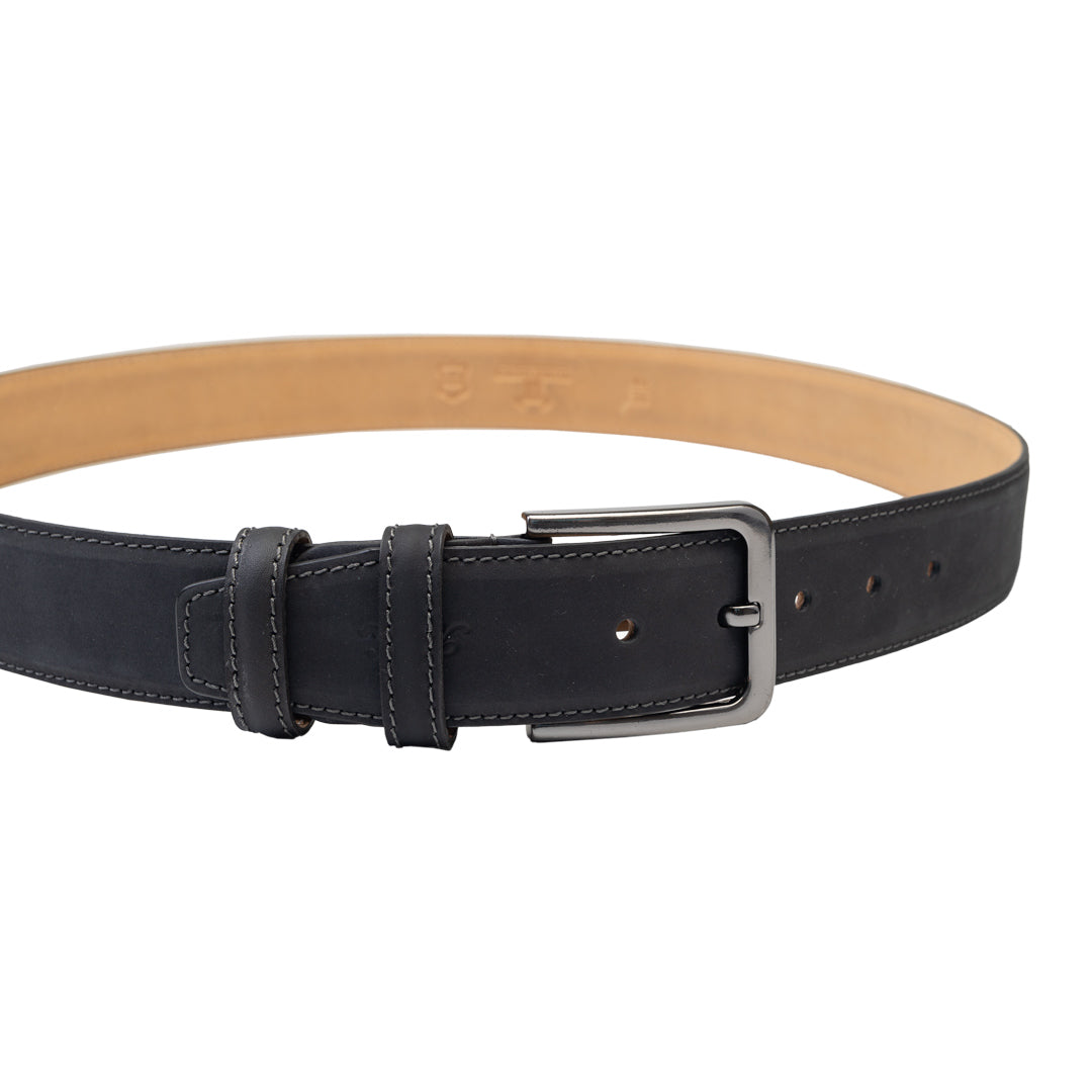 Cinturón para hombre de cuero natural negro Vang