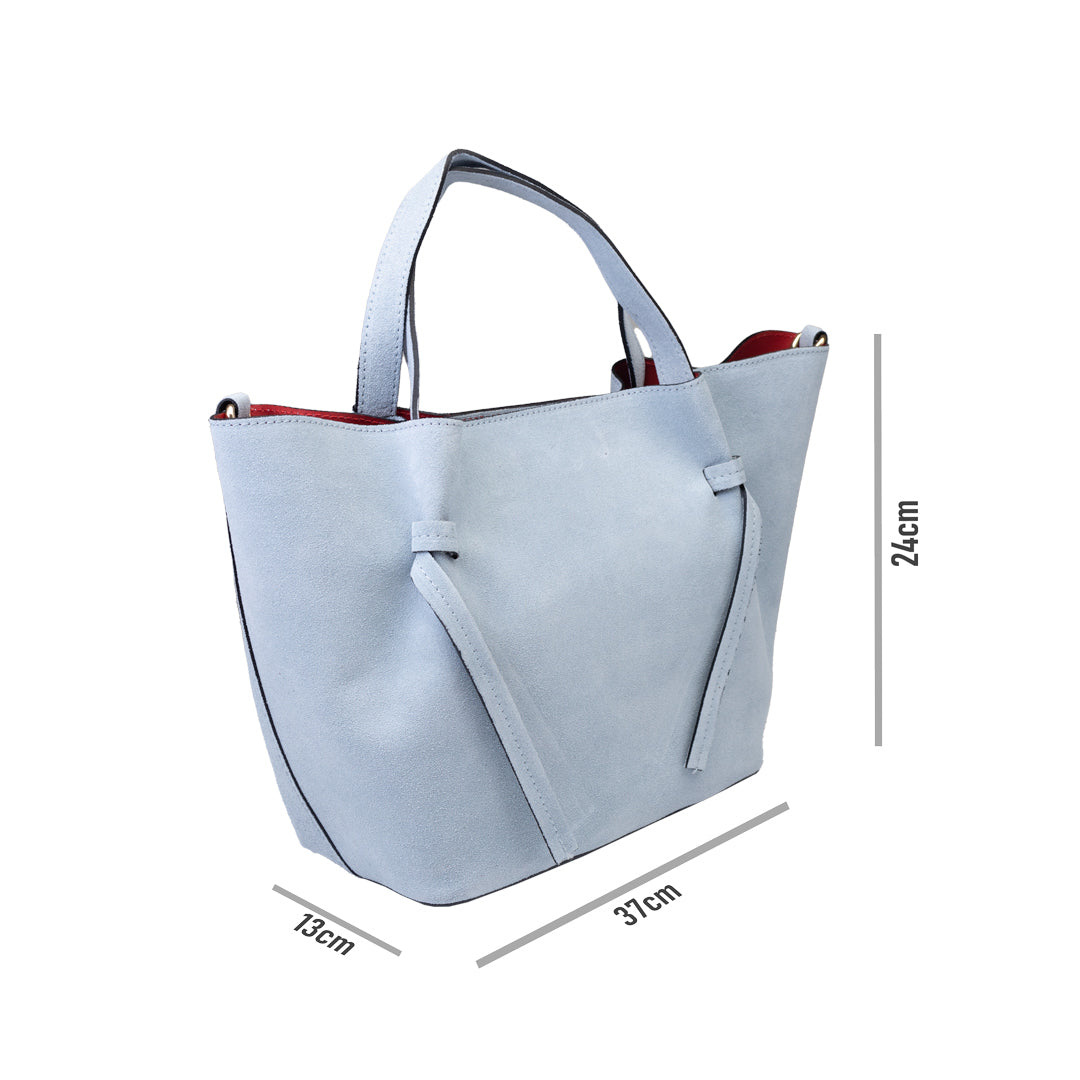 Bolso de mujer de ante natural azul claro Loretta