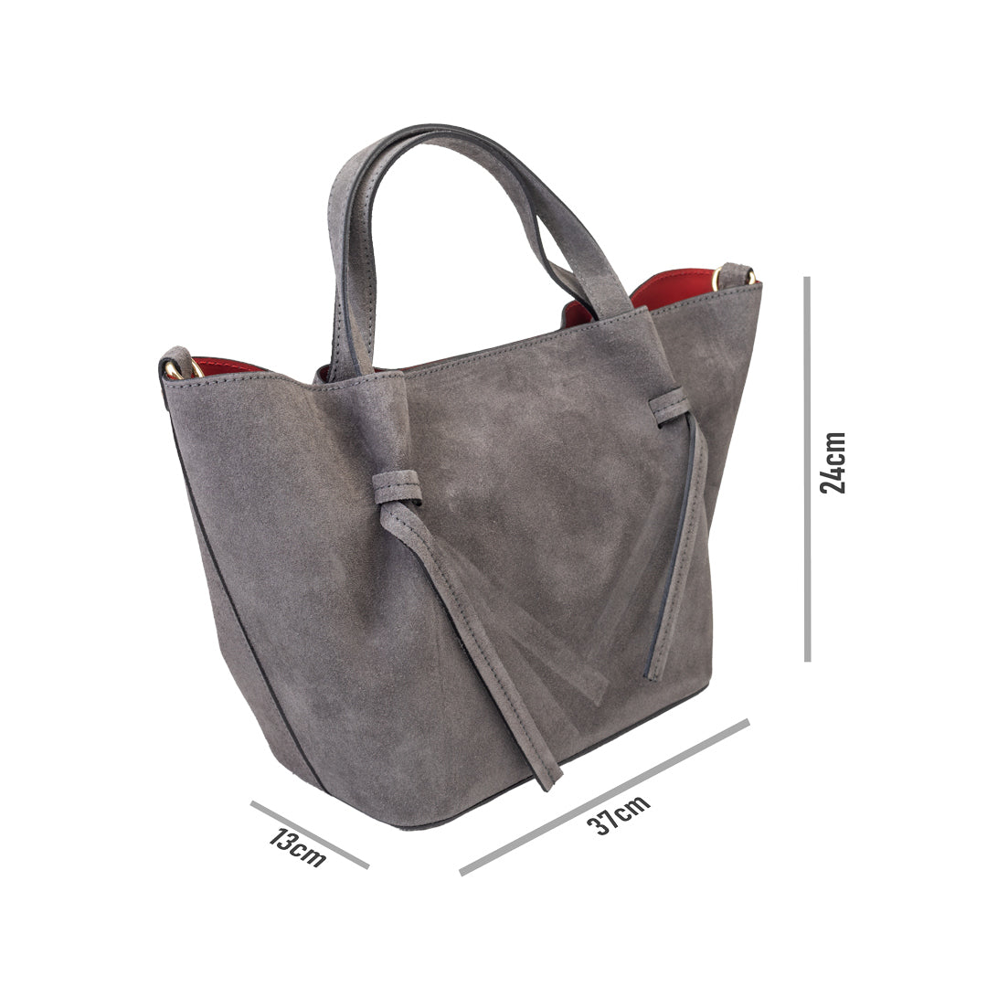 Bolso de mujer de ante natural gris Loretta