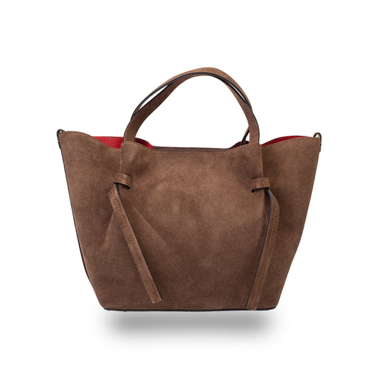 Bolso de mujer de piel serraje natural marrón Loretta