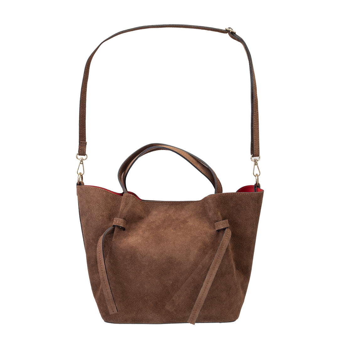 Bolso de mujer de piel serraje natural marrón Loretta