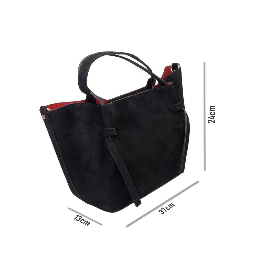 Bolso de mujer de ante natural negro Loretta