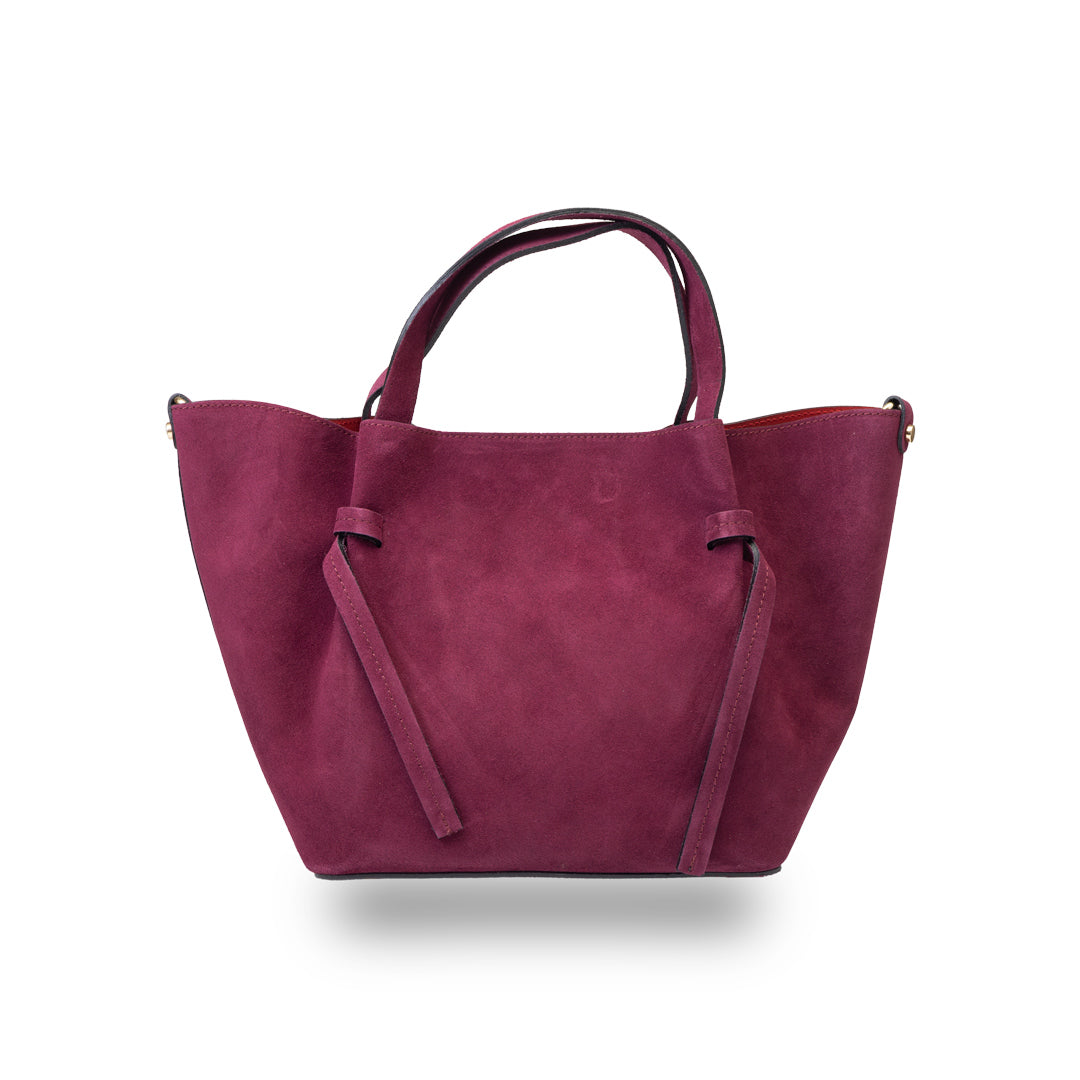 Bolso de mujer de ante natural color ciruela Loretta