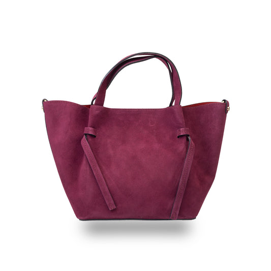 Bolso de mujer de ante natural color ciruela Loretta