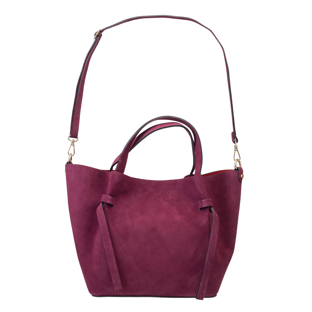 Bolso de mujer de ante natural color ciruela Loretta