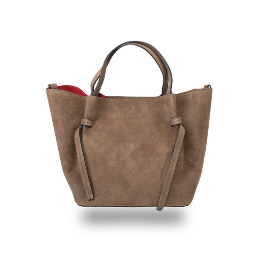 Bolso de mujer de piel serraje natural topo oscuro Loretta