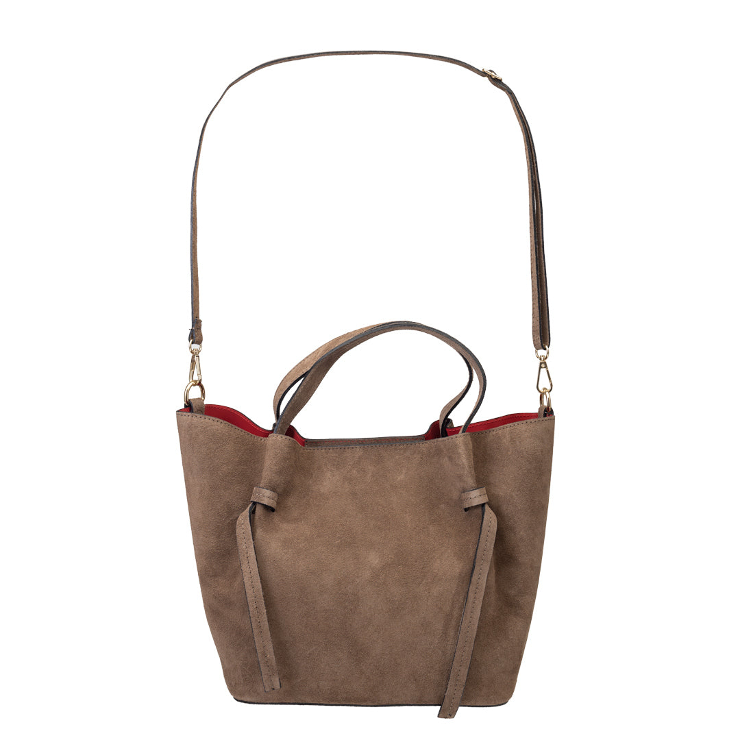 Bolso de mujer de piel serraje natural topo oscuro Loretta