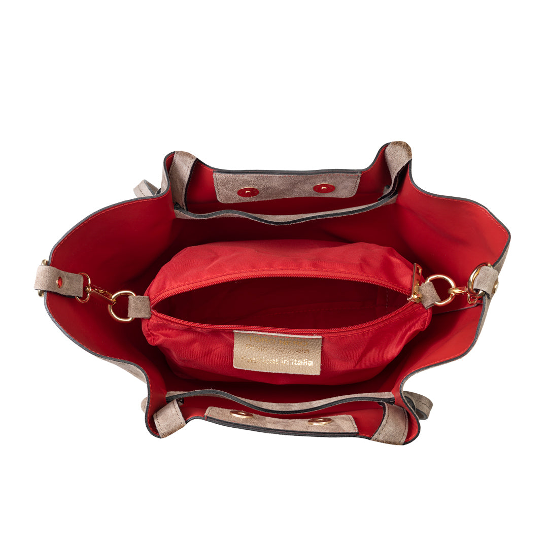 Bolso de mujer de ante natural topo claro Loretta