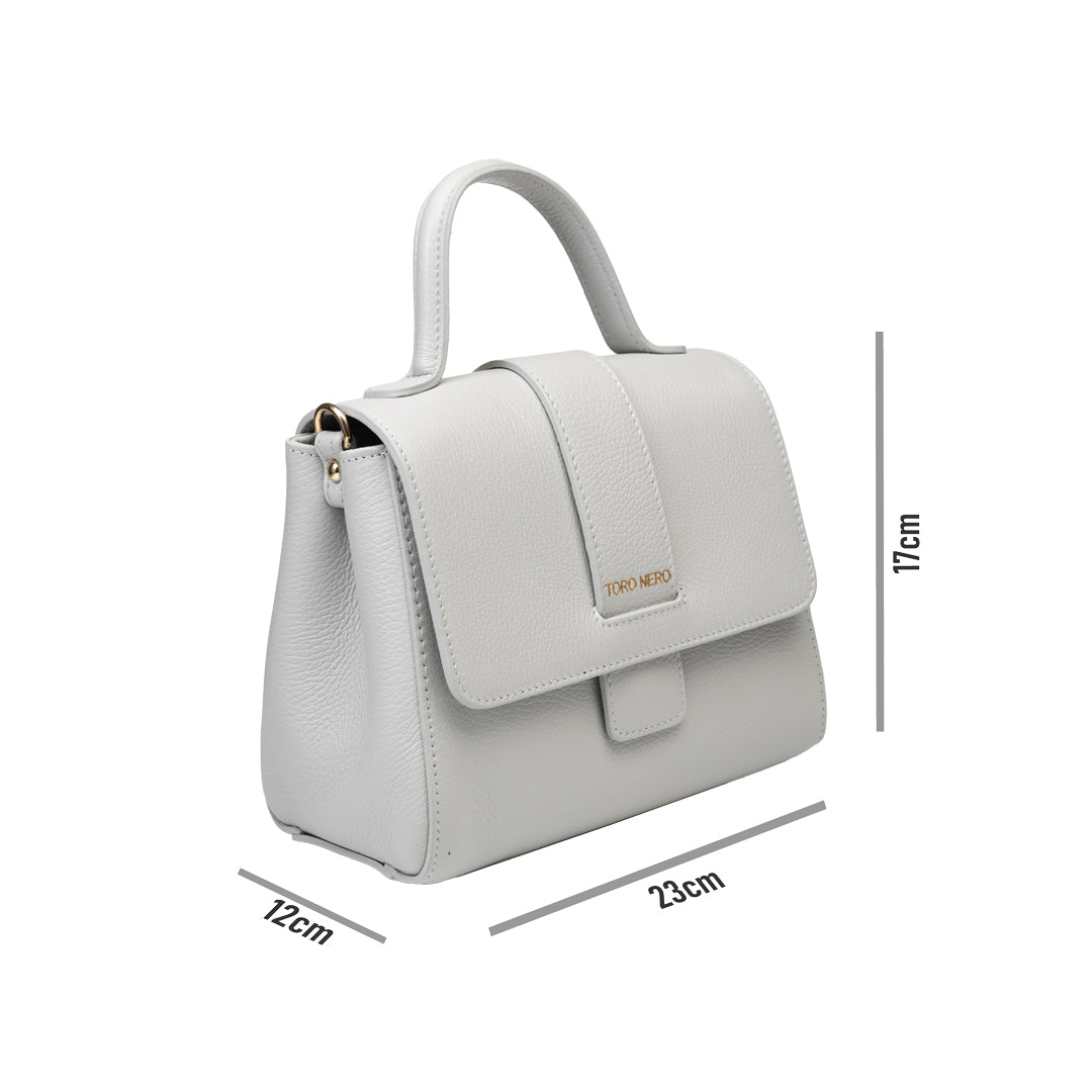 Bolso de mujer de piel natural gris claro Ranya