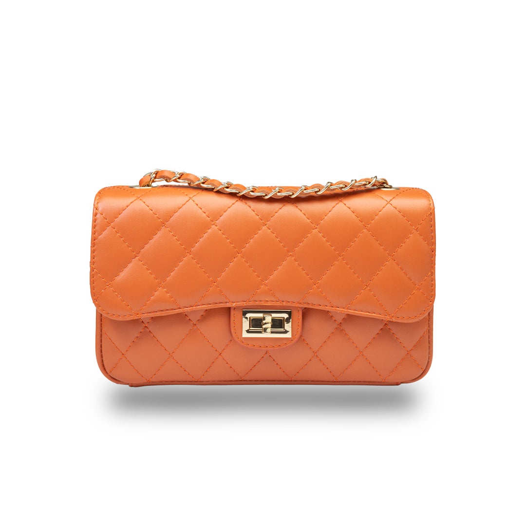 Bolso de mujer de piel natural naranja Aida