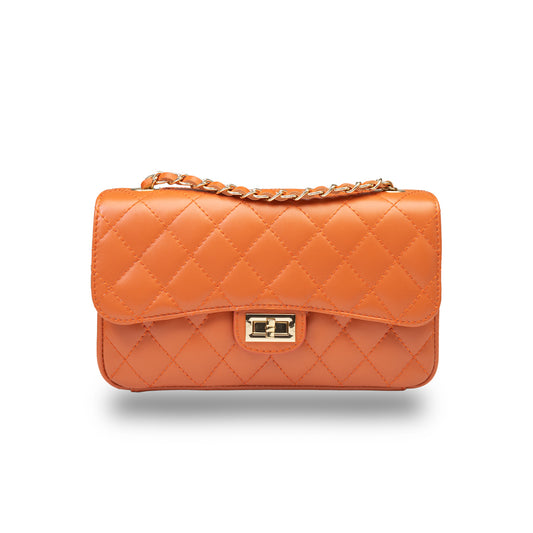 Bolso de mujer de piel natural naranja Aida